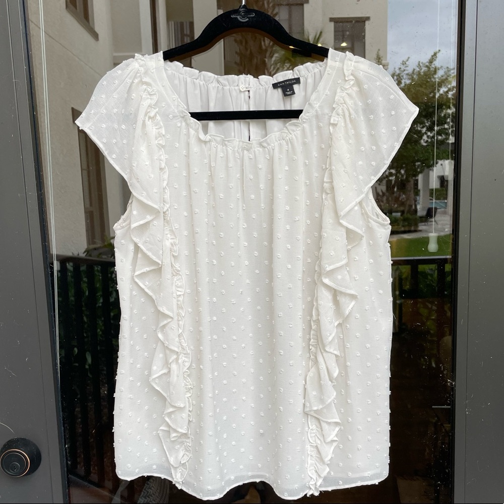 Ann Taylor White Flowy Blouse
